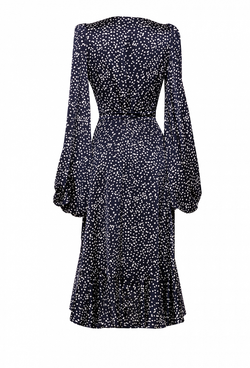 Платье темно-синее облегающее с запахом 06-01-21SS