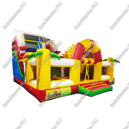 Коммерческий батут "Белый клык" с механизированной головой, цвет красно-желтый, 6х5х4 м