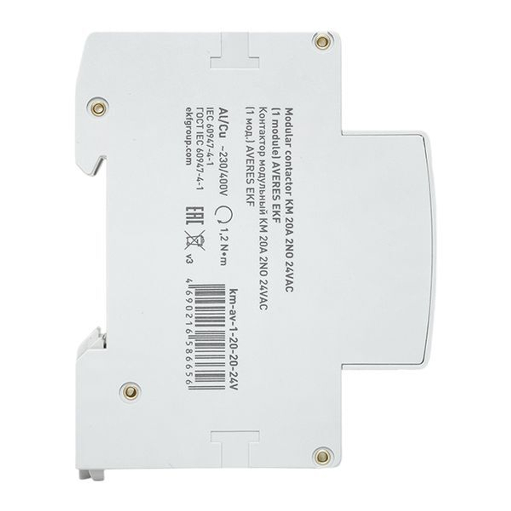 Контактор модульный EKF km-av-1-20-20-24V
