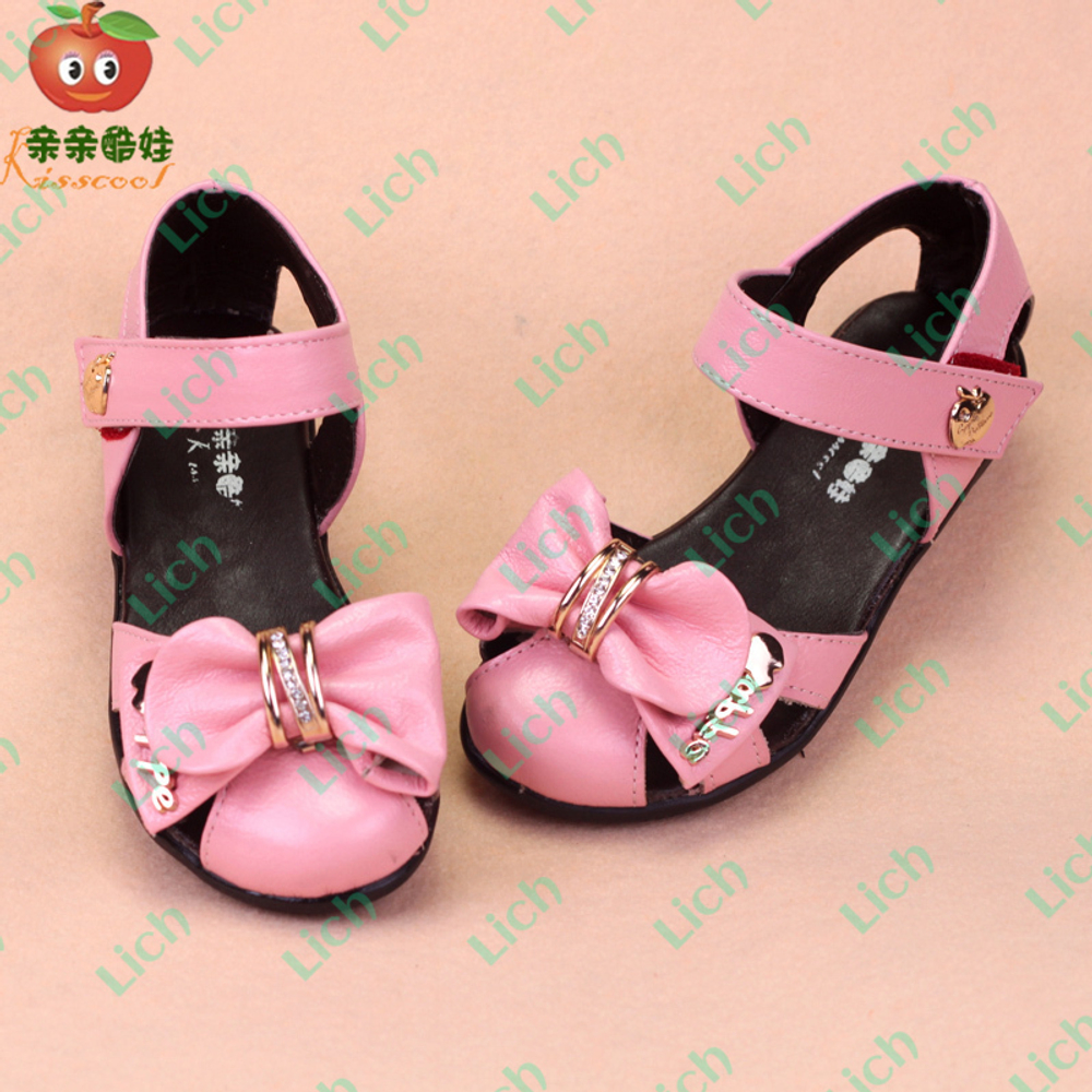 Босоножки детские на липучке, с бантом на носке