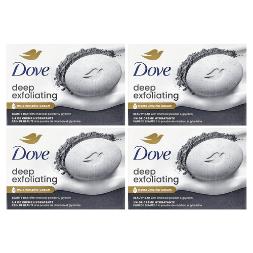 Dove, отшелушивающее мыло для глубокого отшелушивания с угольной пудрой и глицерином, 4 шт. по 106 г (3,75 унции)