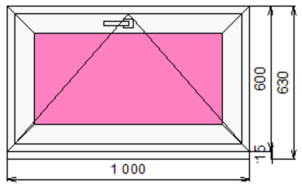 Пластиковое окно 600 х 1000 фрамуга (форточка) ТермА Эко