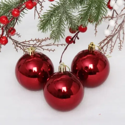 Новогодние шары 7 см (набор 3 шт) «Глянец», темный рубин