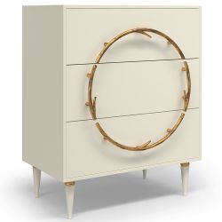 Комод Арт Колор matte Классик Голд с 3 ящиками Кремовый белый матовый