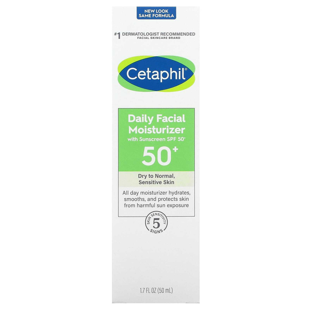 Cetaphil, Ежедневное увлажняющее средство для лица, SPF 50+, 50 мл (1,7 жидк. унц.)