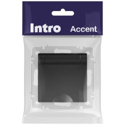 Розетка Intro Accent 6-203-05 с заземлением 2P+E Schuko с крышкой 16А-250В IP20 СУ антрацит