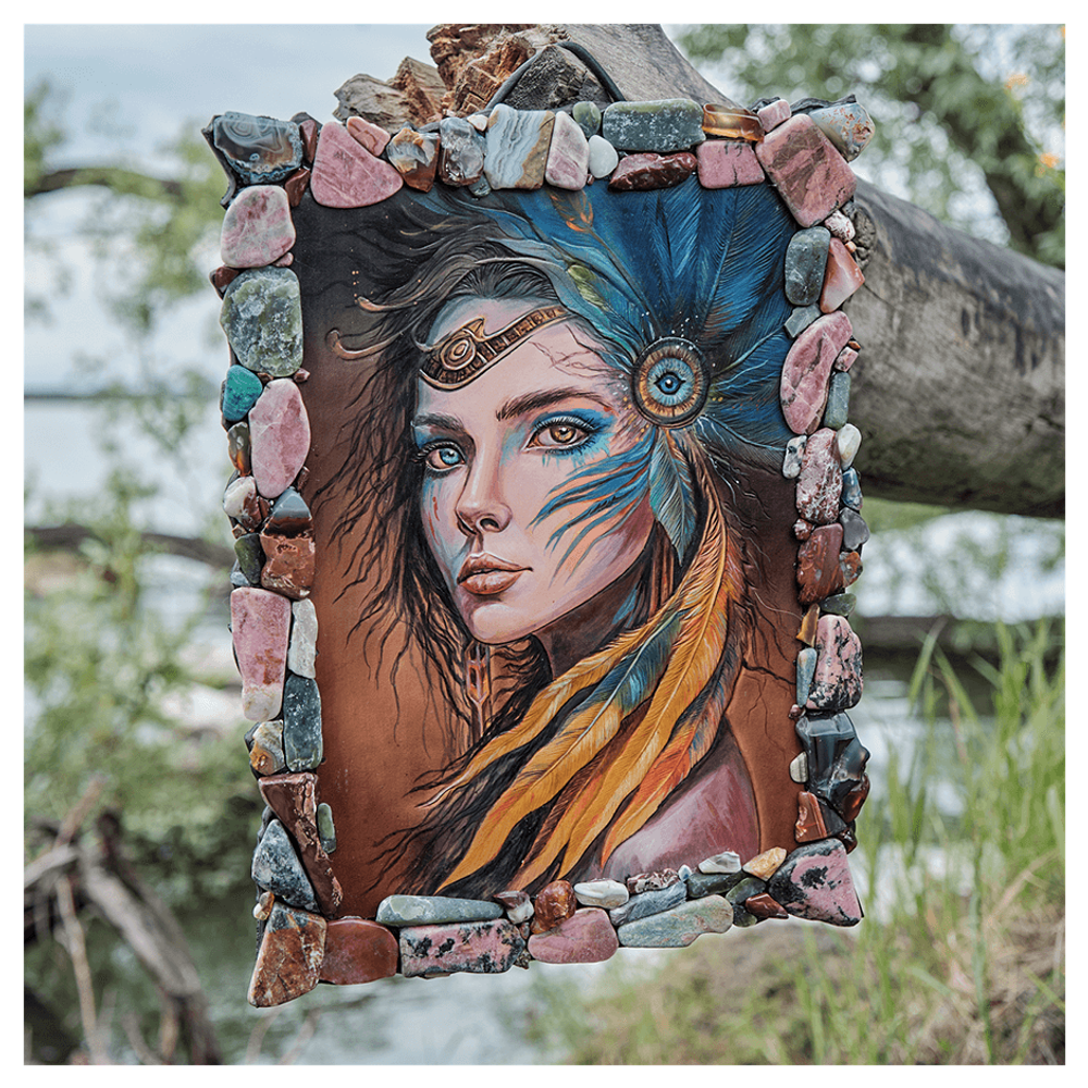 Картина из кожи «Шаманка»