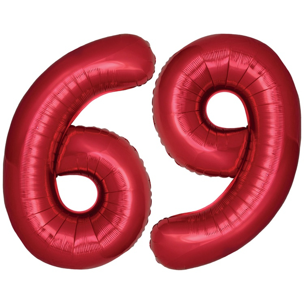 Шар фольгированный Цифра 6 101 см (Красный)