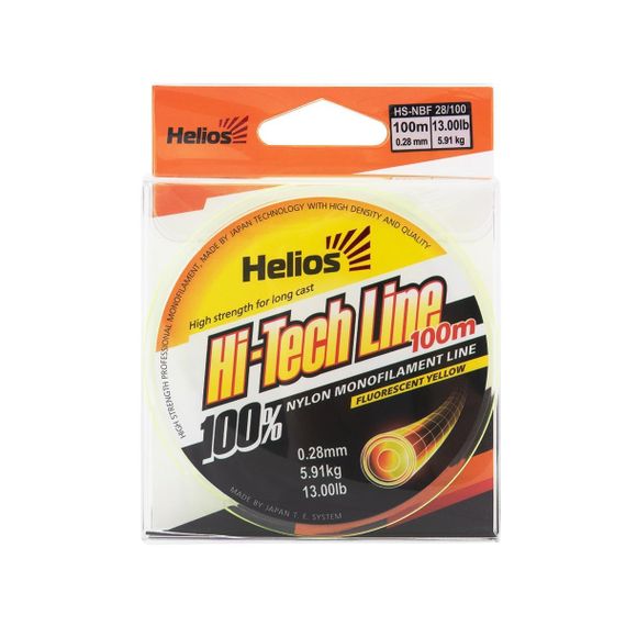Леска Helios Hi-tech Line Nylon Fluorescent Yellow 0,28mm/100 (HS-NBF 28/100)