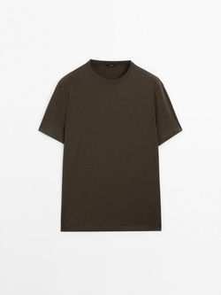 Massimo Dutti Футболка из смесовой шерсти, хаки