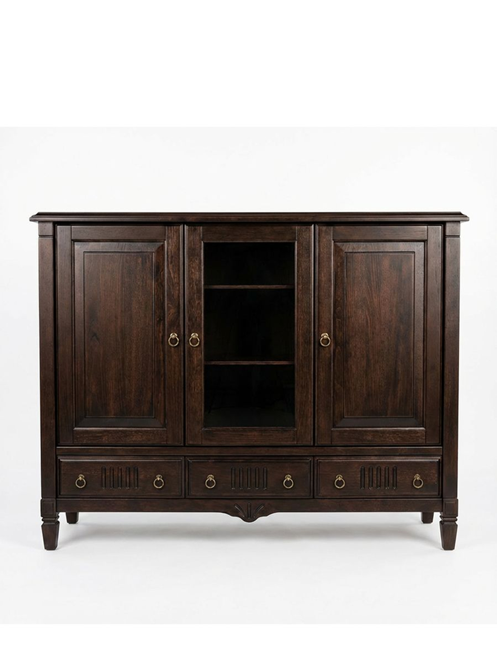 Тумба 180х50х145, Джоли, 3 двери 3 ящика для одежды, для спальни, гостиной, детской, прихожей, массив березы, коричневый, MAKOSA