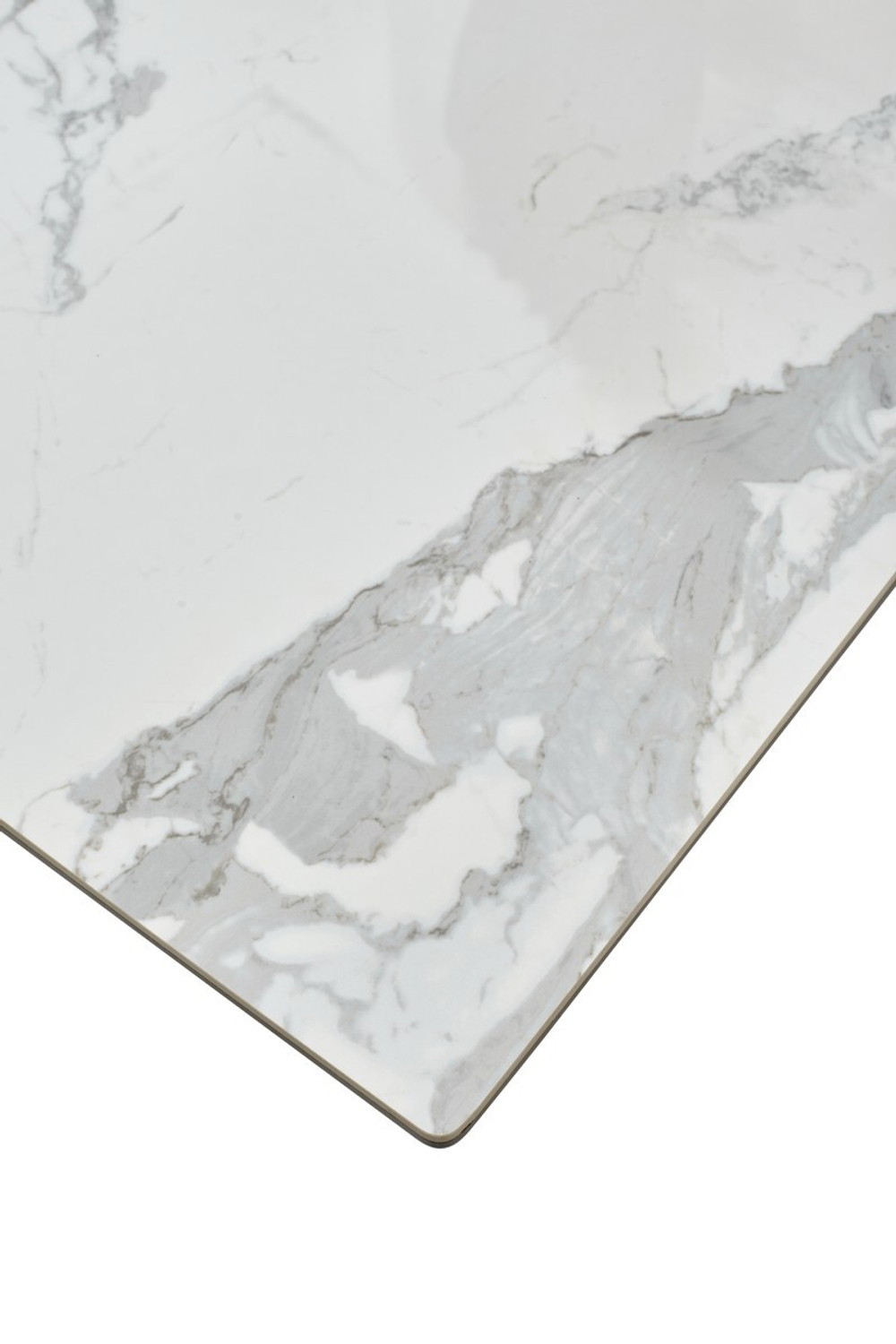 Стол CREMONA 140 HIGH GLOSS STATUARIO Белый мрамор глянцевый, керамика/ белый каркас, ®DISAUR