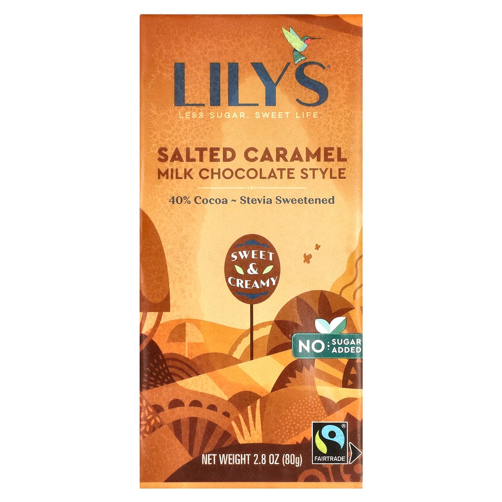 Lily's Sweets, батончик в молочном шоколаде, соленая карамель, 36% какао, 79 г (2,8 унции)