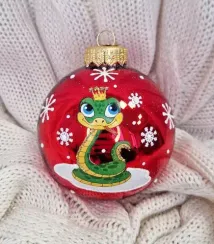 КУ-80-244019 Стеклянный шар Змея красавица 80 мм., Коломеев