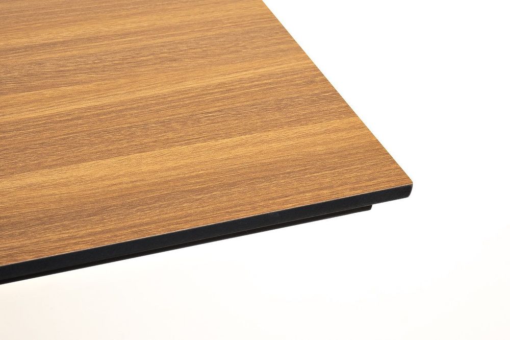 "Каффе" обеденный стол из HPL 140х70см, цвет "дуб", подстолье двойное черное