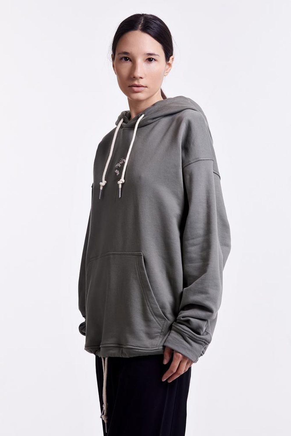 Худи Гербарий Гречиха Light со шнурком в поясе хаки