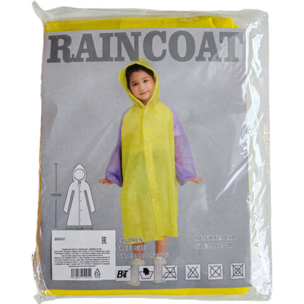 Дождевик с капюшоном 115*55 см, двухцветный, детский, ассорти цветов, ЭВА
