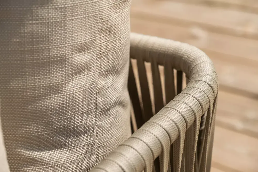 "Форли" лаунж-зона 4-местная плетеная из роупа (веревки), каркас алюминиевый светло-серый, роуп серо-коричневый