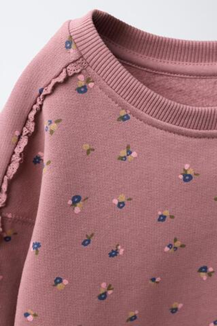 ZARA КОМПЛЕКТ ИЗ ТОЛСТОВКИ И ЛЕГИНСОВ С ЦВЕТОЧНЫМ ПРИНТОМ, РОЗОВАТЫЙ