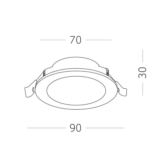 ST210.538.06 Св-к встр. Белый LED 1*6W 3000K 480Lm Ra80 110° IP20 D90xH30 220-240V Встраиваемые светильники