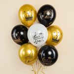 Шар (12''/30 см) С Юбилеем! (короны), Ассорти, хром, 2 ст, 25 шт.