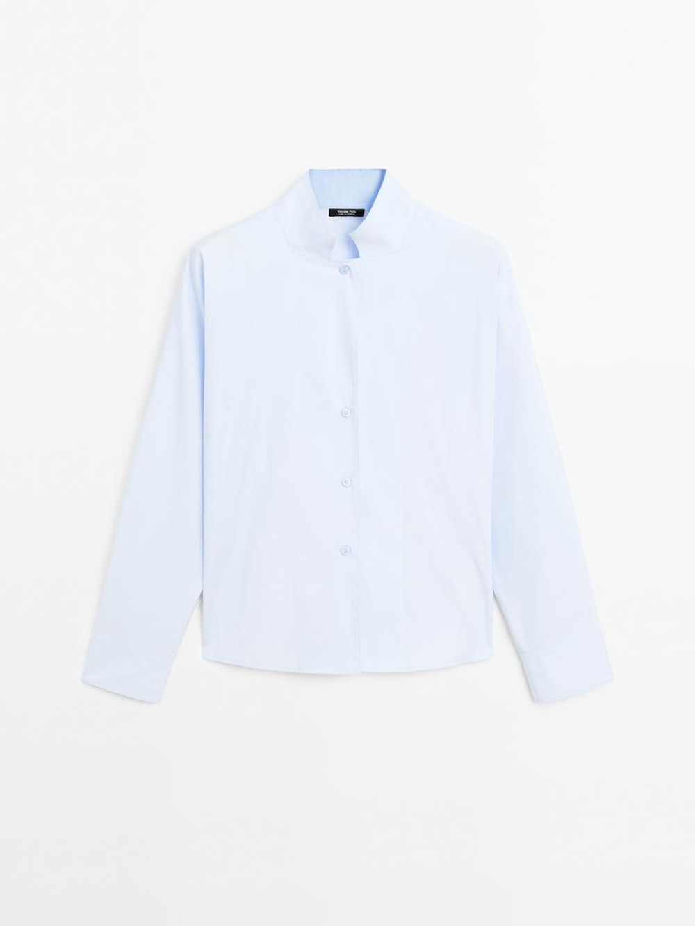 Massimo Dutti Рубашка из 100% хлопкового поплина, небесно-голубой