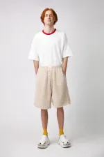 Шорты Choompu Барашек удлиненные с защипами бежевые