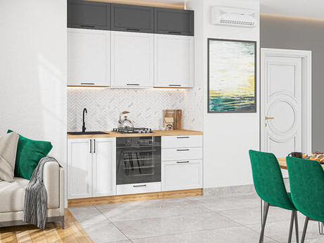 Прямая модульная кухня Сканди-06 Stormy Silkwood/White Silkwood - Дуб Вотан 2500*1800*600