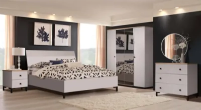 Спальня Мадрид (шкаф 4-х дверный, кровать 160) цвет белая