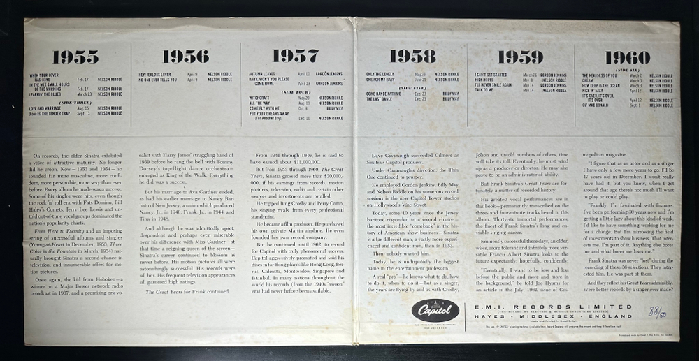 Frank Sinatra ‎– The Great Years 3LP (Англия 1962г.)