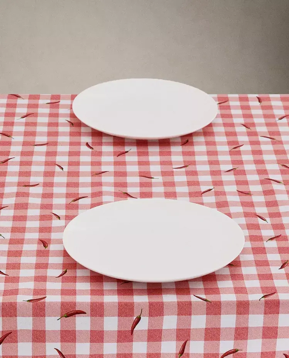 ZARA HOME ХЛОПКОВАЯ СКАТЕРТЬ В КЛЕТКУ С ПРИНТОМ, КРАСНЫЙ