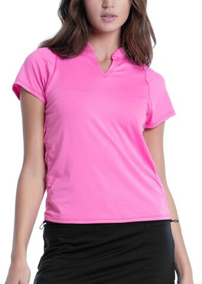 Женская теннисная футболка Lucky in Love Prep It Up Ruche Me Along Short Sleeve - Pink