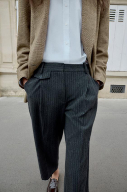 ZARA ПРЯМЫЕ БРЮКИ С ЗАЩИПАМИ, В ПОЛОСКУ