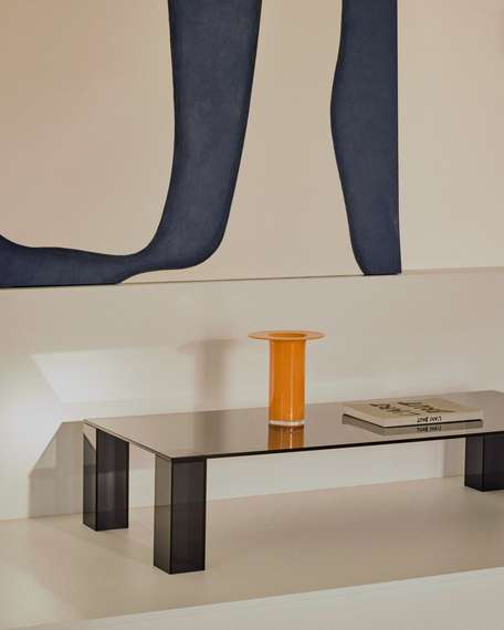 Журнальный столик Adularia, 140x60 см, закаленное стекло темно-серого цвета