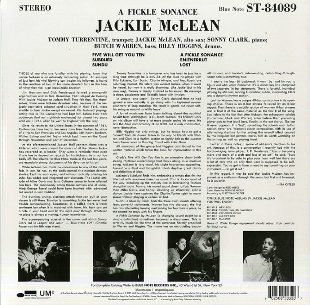 Jackie McLean, Tommy Turrentine, Sonny Clark, Butch Waren, Billy Higgins / A Fickle Sonance (LP)