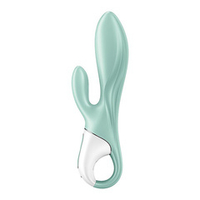 Зеленый вибратор-кролик 20,4см с функцией расширения Satisfyer Air Pump Bunny 5+