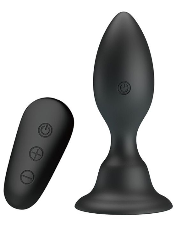 Черная анальная вибропробка с пультом Mr.Play - 10,8 см.