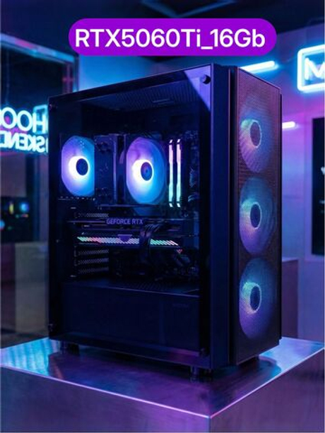Игровой компьютер (системный блок) Intel Core 14400 10ядер/ RTX5060Ti 16Гб/ 32GB /SSD m.2 1000Gb/800W/Win 11 PRO