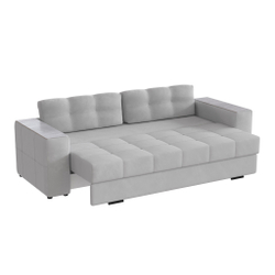 Диван раскладной Виконт, светло-серый/мдф холст белый