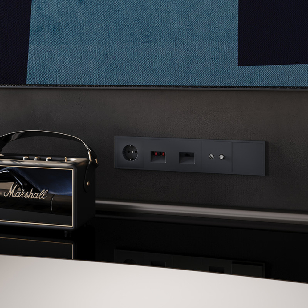 Розетка телевизионная встраиваемая VOLTUM S70 оконечная TV+SAT, (графит)