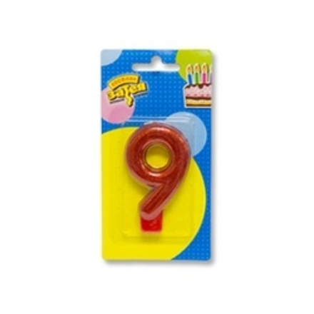 Свеча -цифра "9" Блестящая 7,6см