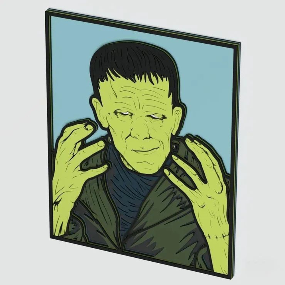 3D Картина по номерам из дерева Франкенштейн, 38x50 см