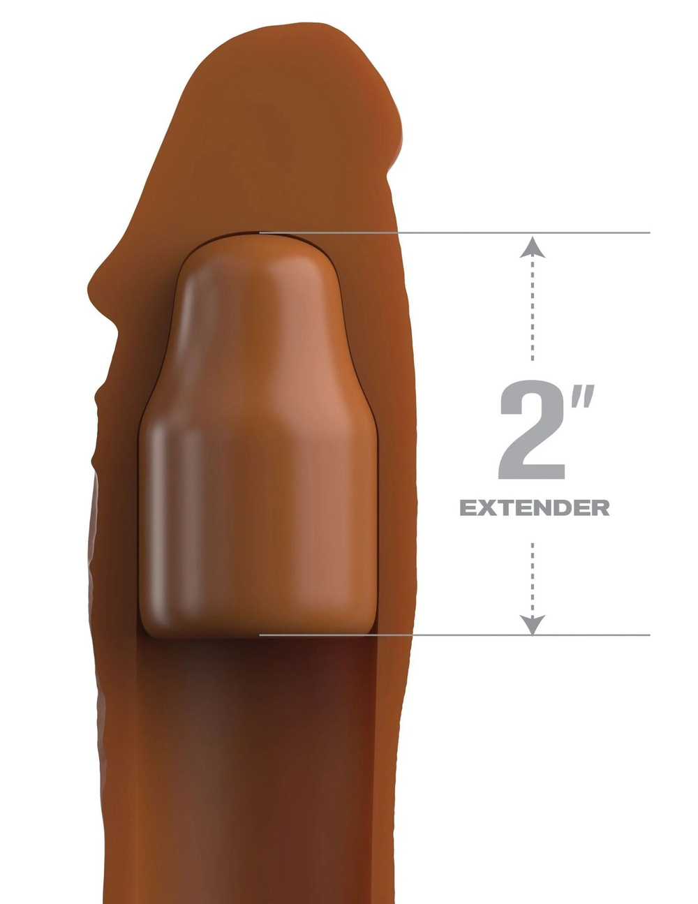 Коричневая насадка на член 2 Silicone X-tension - 20,3 см. (Цвет: коричневый)