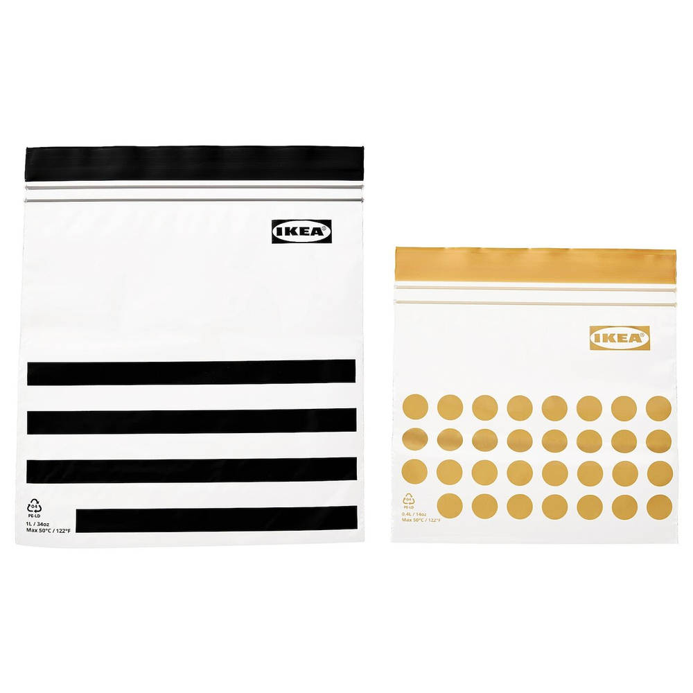 IKEA ISTAD  (ИКЕА ИСТАД)  -  Пакет Ziplock, рисунок/черно-желтый, 1/0,4 л