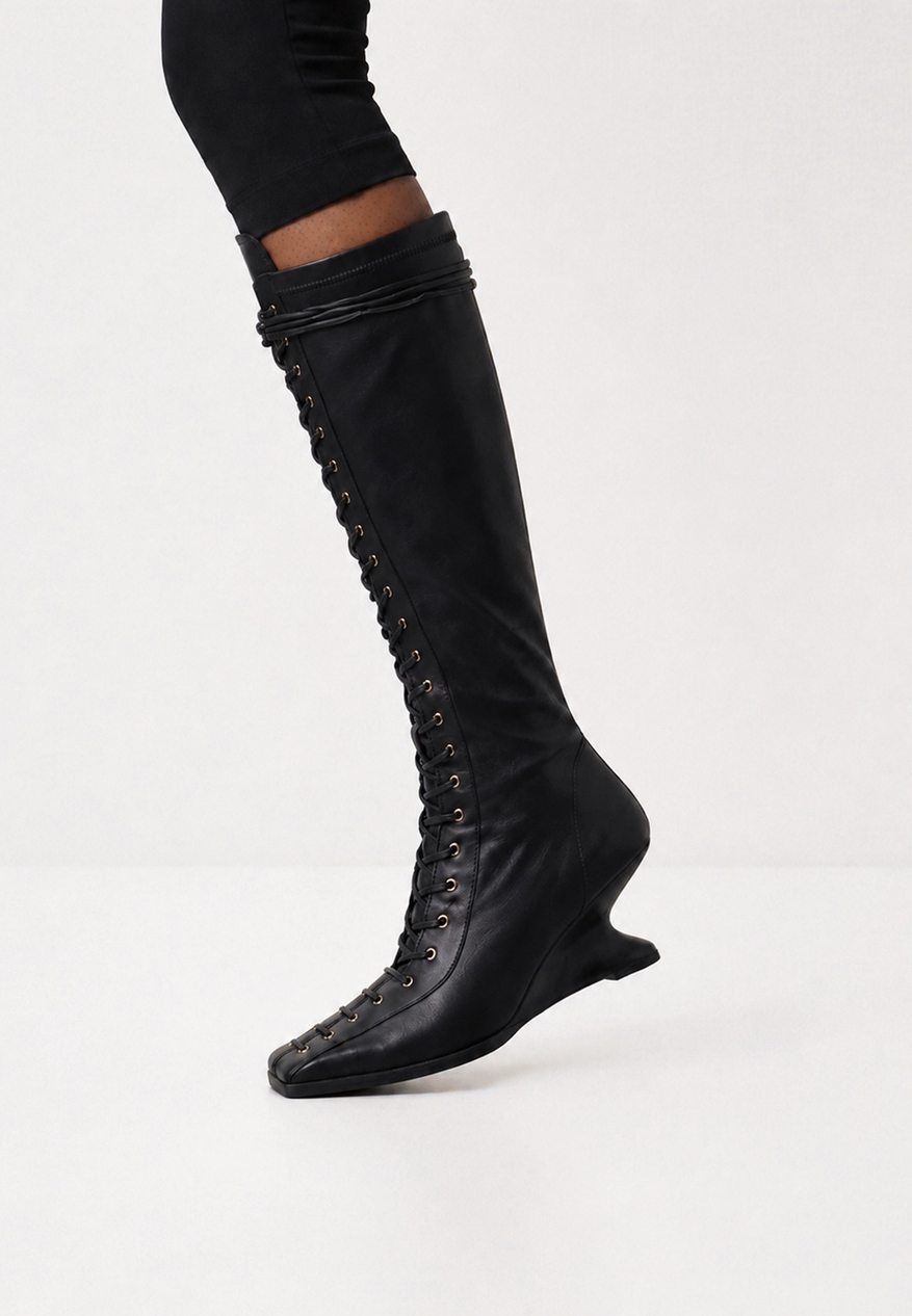 boot heel black leather
