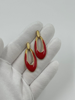 Серьги с красной эмалью
