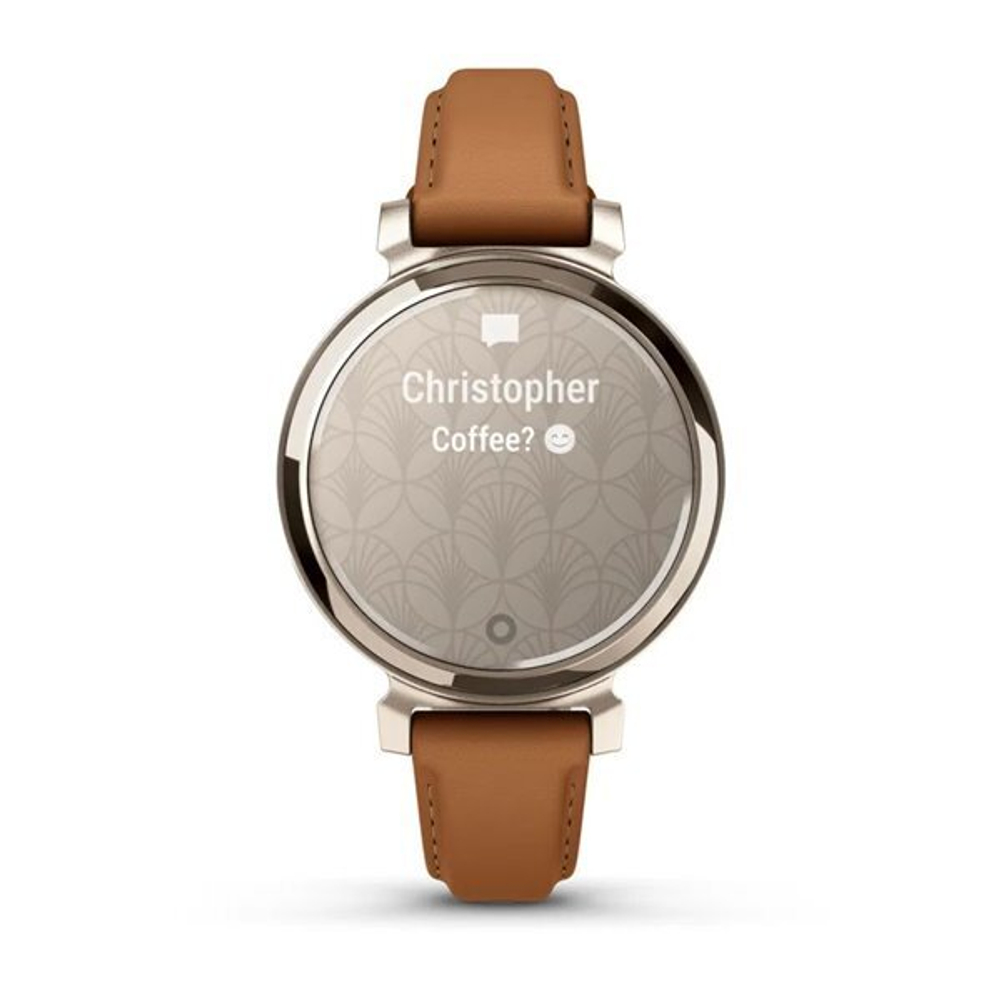 Умные часы Garmin Lily 2 Classic кремово-золотистые со смуглым кожаным ремешком