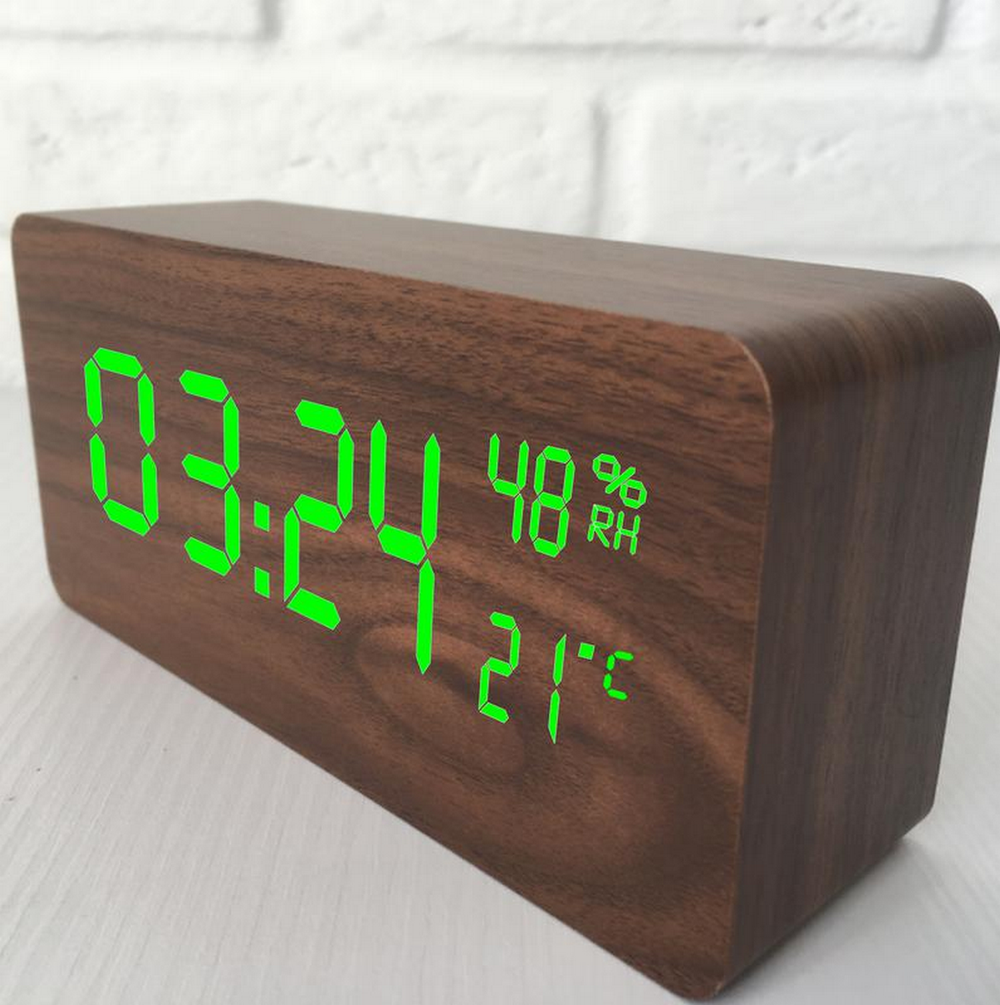 Часы VST-862S-4 Green (C/дата/деревянный корпус) USB