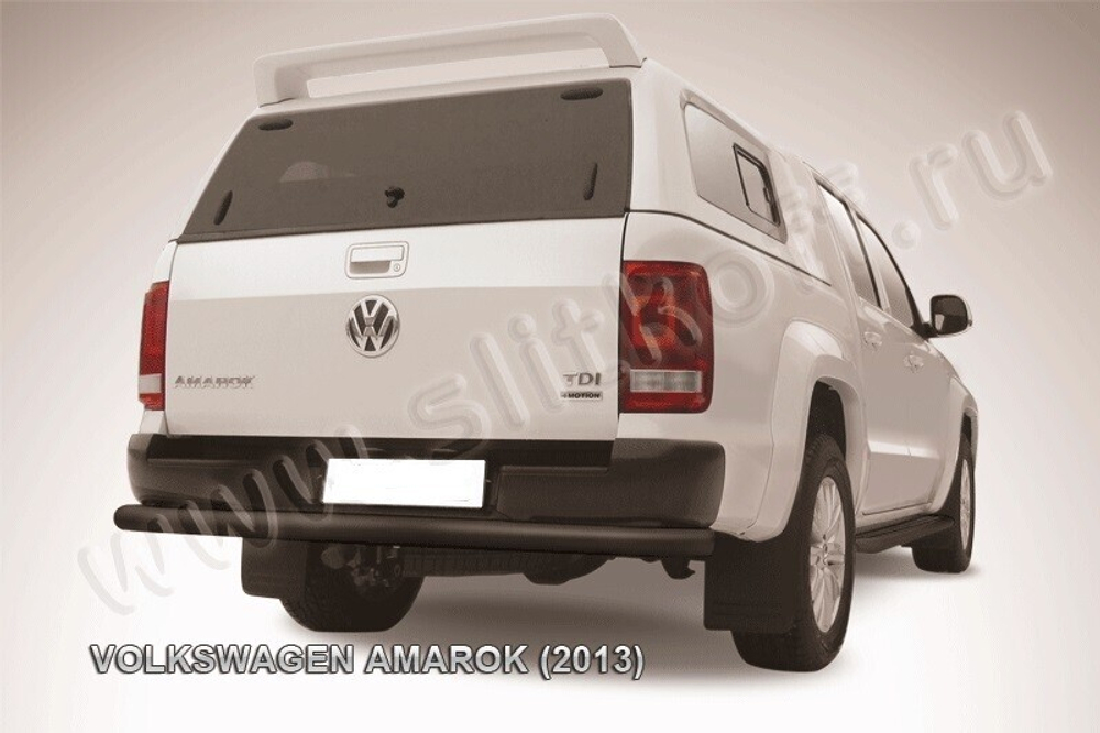 Защита заднего бампера (нержавейка) Volkswagen Amarok (2010-2016) d76 (черный)