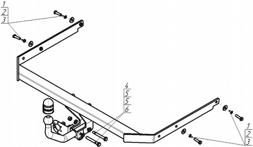 Фаркоп Motodor Ford Focus 3 Sedan 2011 - н.в. (оцинкованный шар)(паспорт и сертификат в комплекте)(без электрики) 90705-A